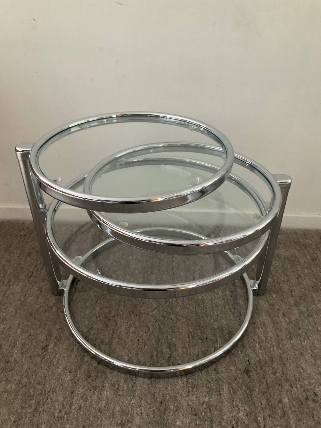 Vintage chrome coffee table with swivel tops