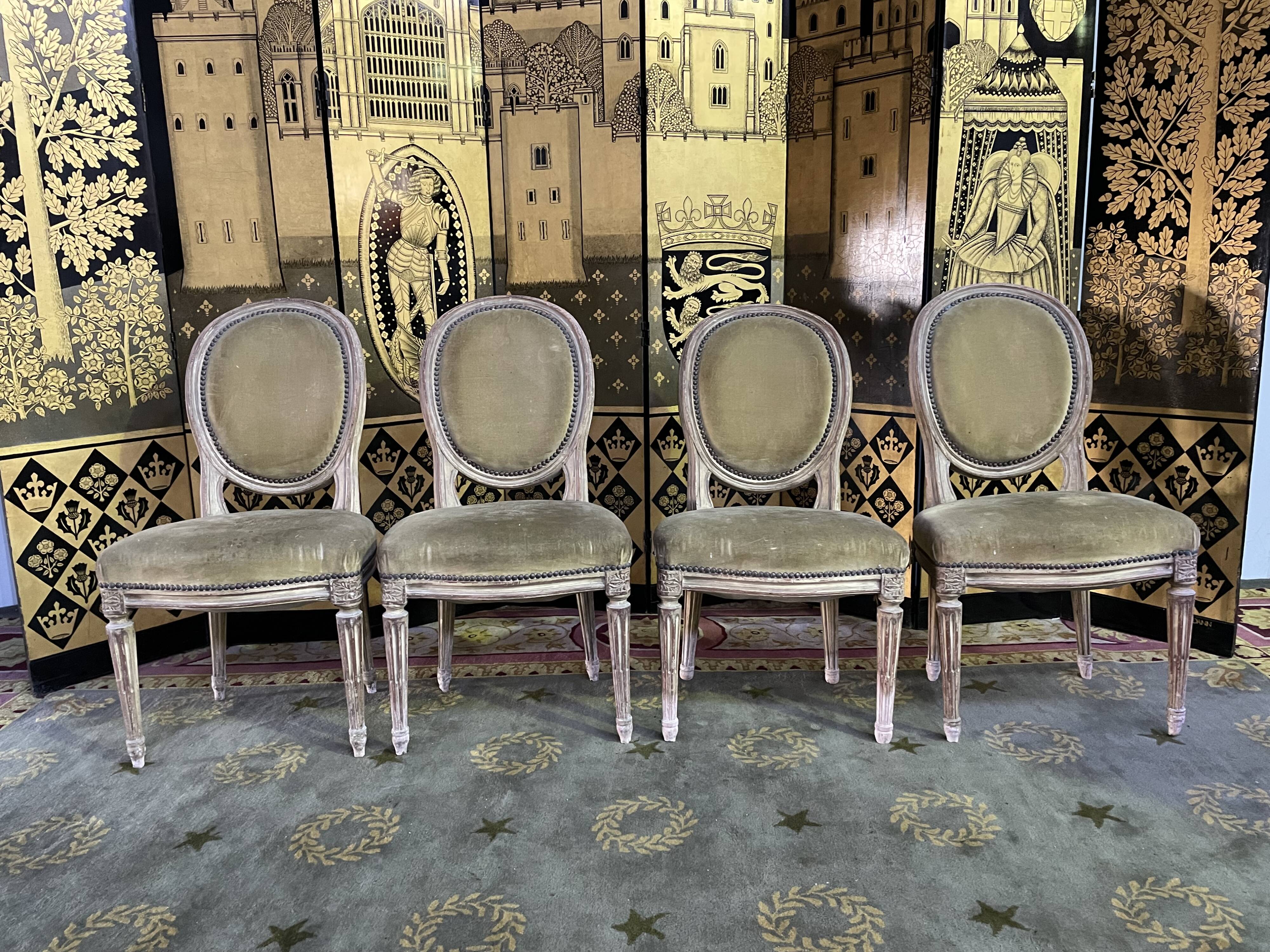 4 chaises médaillons louis xvi 19eme