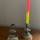 Silver metal candlesticks