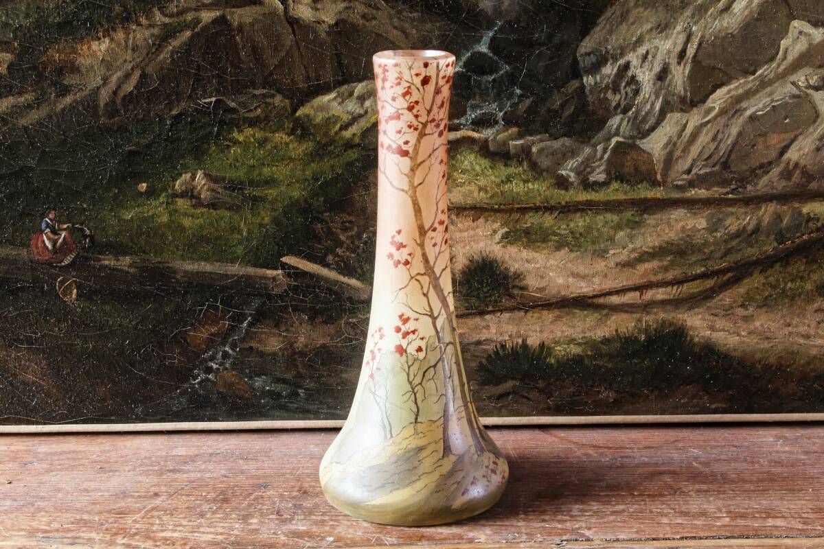 Legras enamelled glass soliflore vase