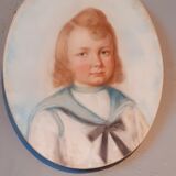 Pastel Old Portrait Of A Child Dated 1921 And Signed