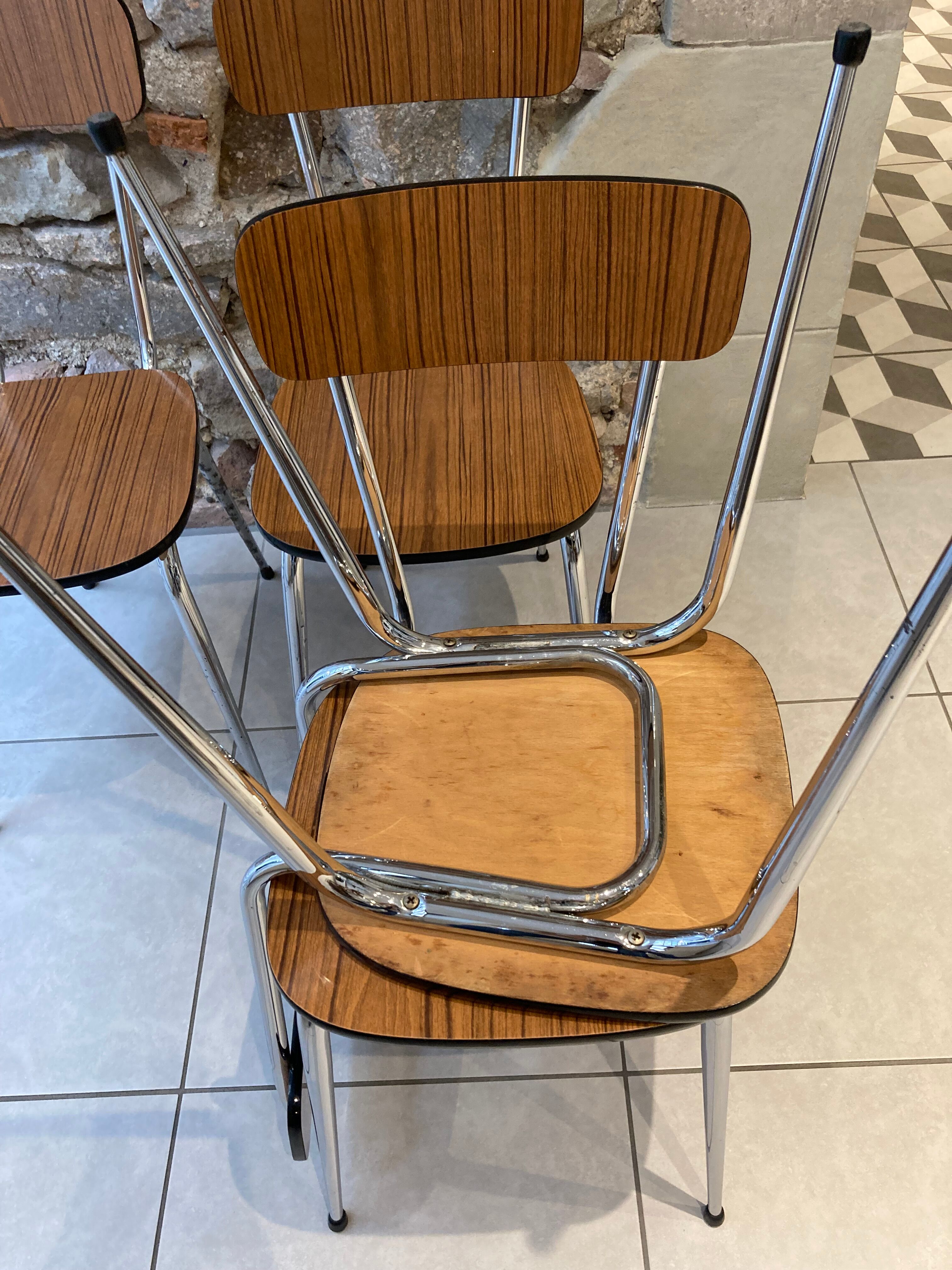 Set of 4 chairs formica imitation wood