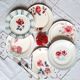 Old mismatched earthenware dinner plates