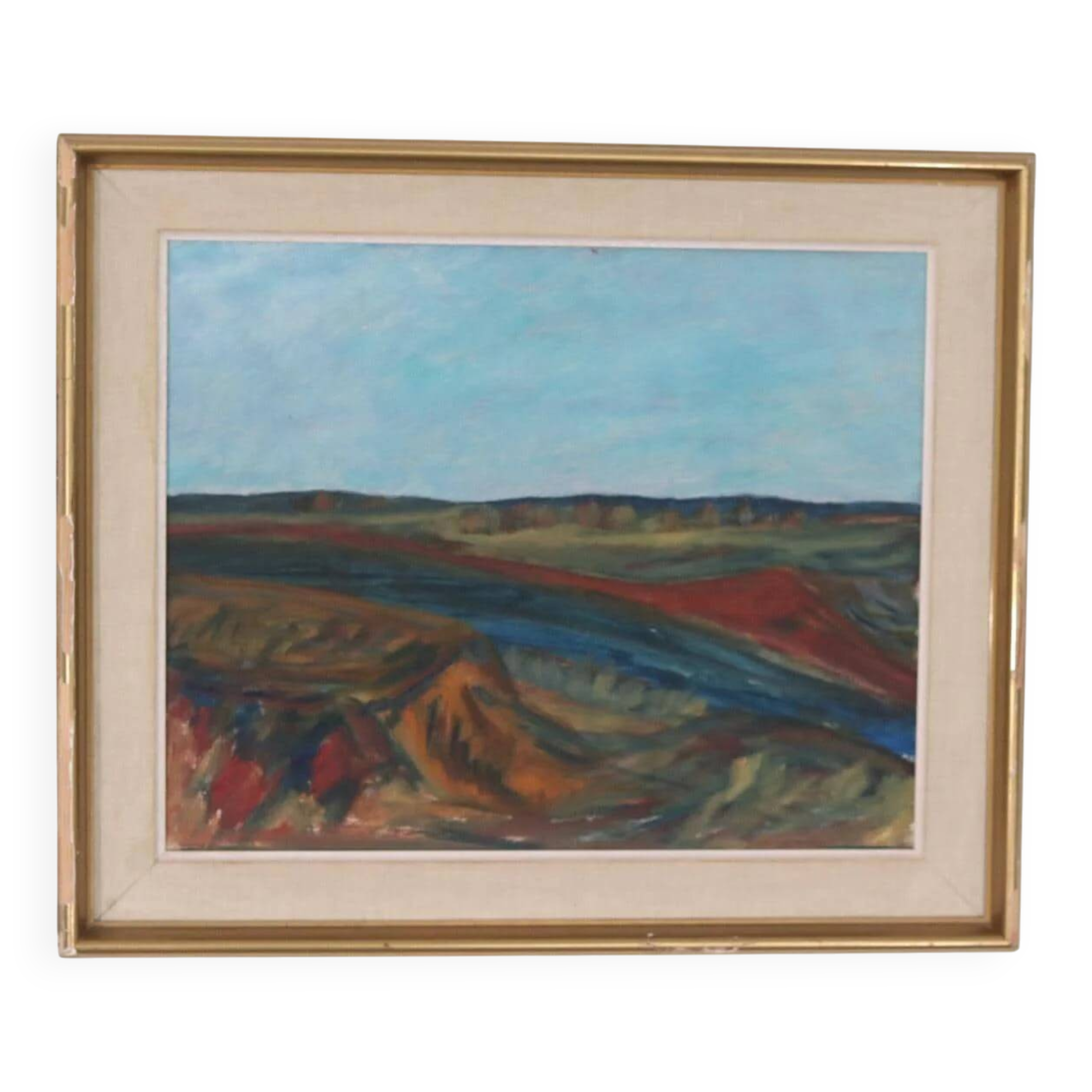 Original mid-century Swedish oil on panel – “Bold Landscape”