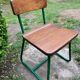 Green lacquered metal children's school chair circa 1950