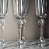 Set of 8 French champagne flutes 16.5cl - Cristal d'Arques model "Verneuil"