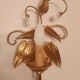 Shabby Wandlampe vergoldet Blattgold Kristallelemente Hollywood Regency 70s