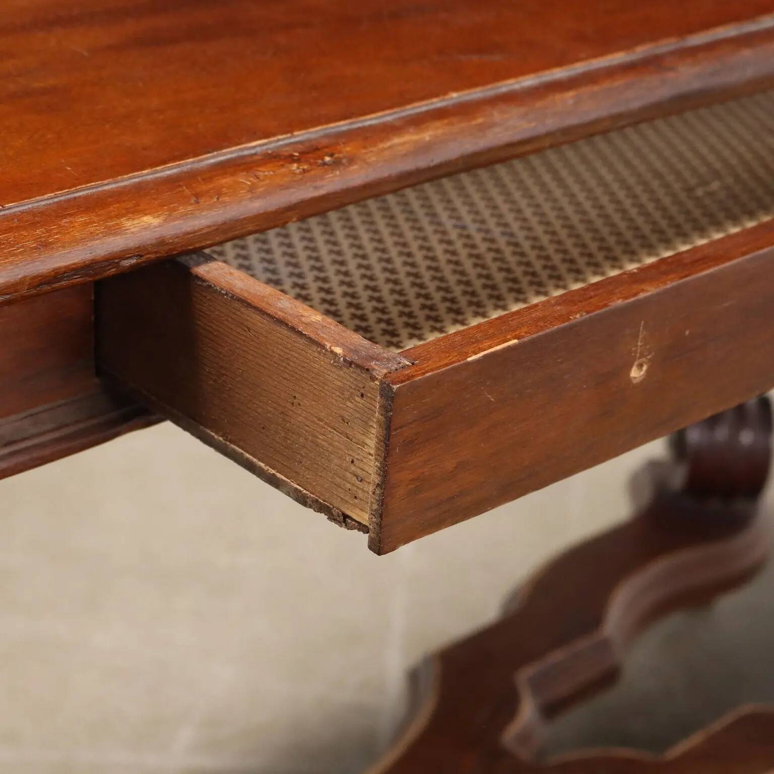 Antique poplar desk with a small drawer, Italy, early 20th century.