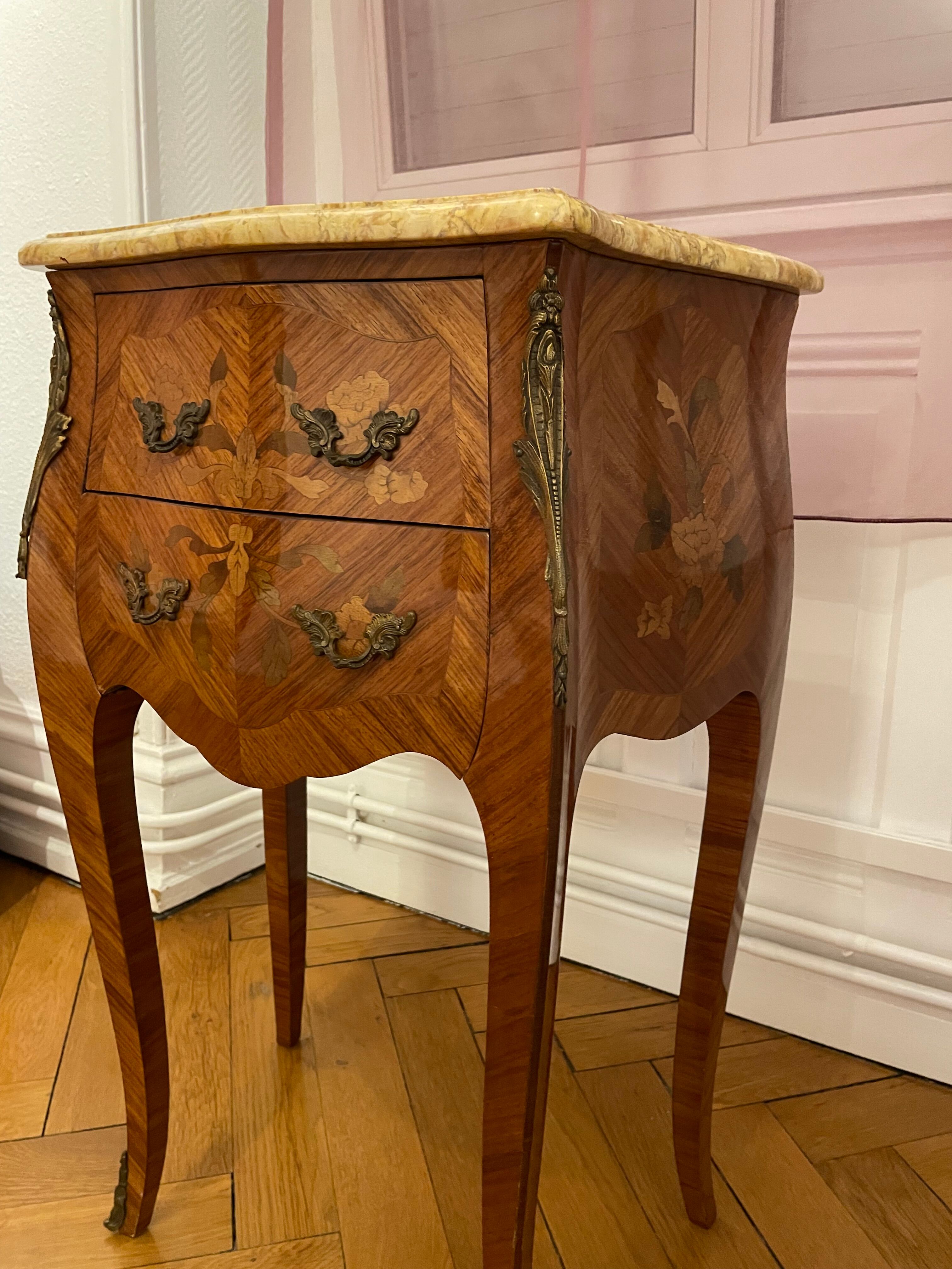 Louis XVI bedside table marquetry
