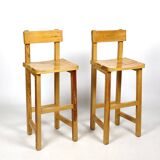 Pair of solid pine stools