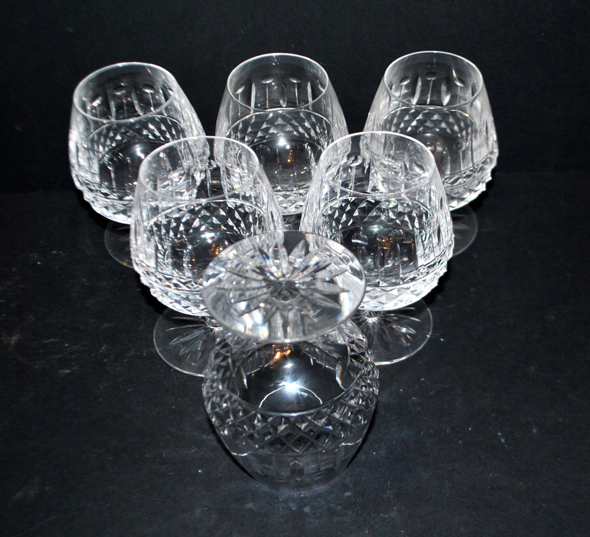 Lorraine crystal cut cognac glasses set of 6 in the style of Tommy Lemberg.