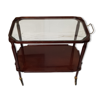 Serving trolley table on wheels vintage 2 trays