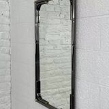 Black metal and brass mirror with gunmetal finish