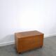 Vintage teak Danish chest with a lid on wheels, toy chest.