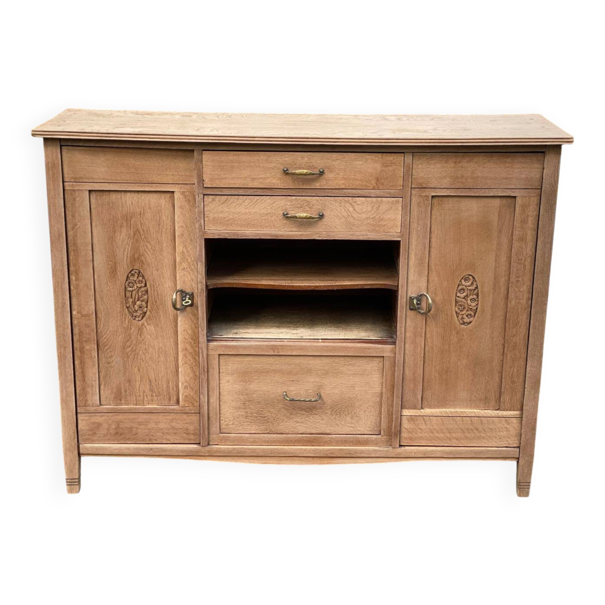 Renovated vintage Art Deco Parisian buffet in wood, 1940, 144cm.