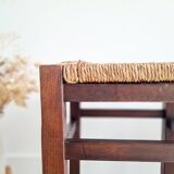 Pair of wooden and rope stools