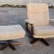 Mid-century 1970 swivel armchair and ottoman