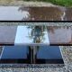Coffee table from the 70s in chromed steel and smoked plexiglass double swivel trays