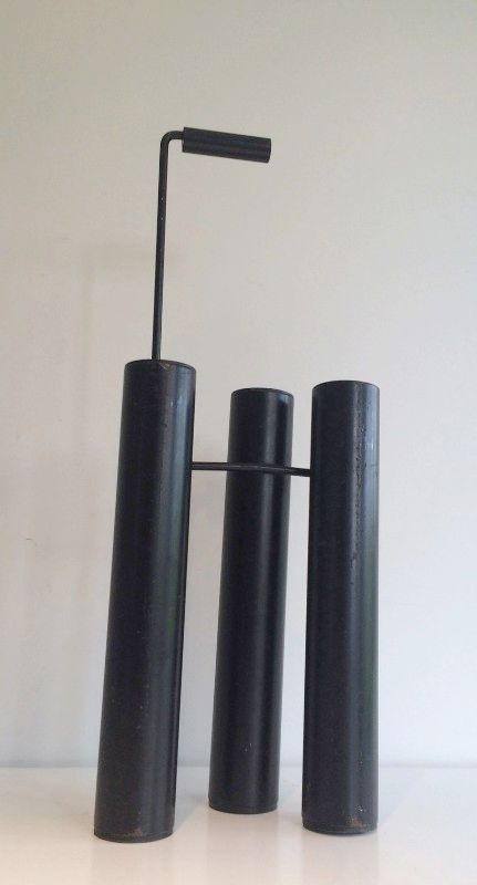 Designer umbrella stand in black lacquered metal