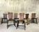 Set of six vintage brutalist wooden chairs.