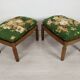 Pair of vintage oak poufs