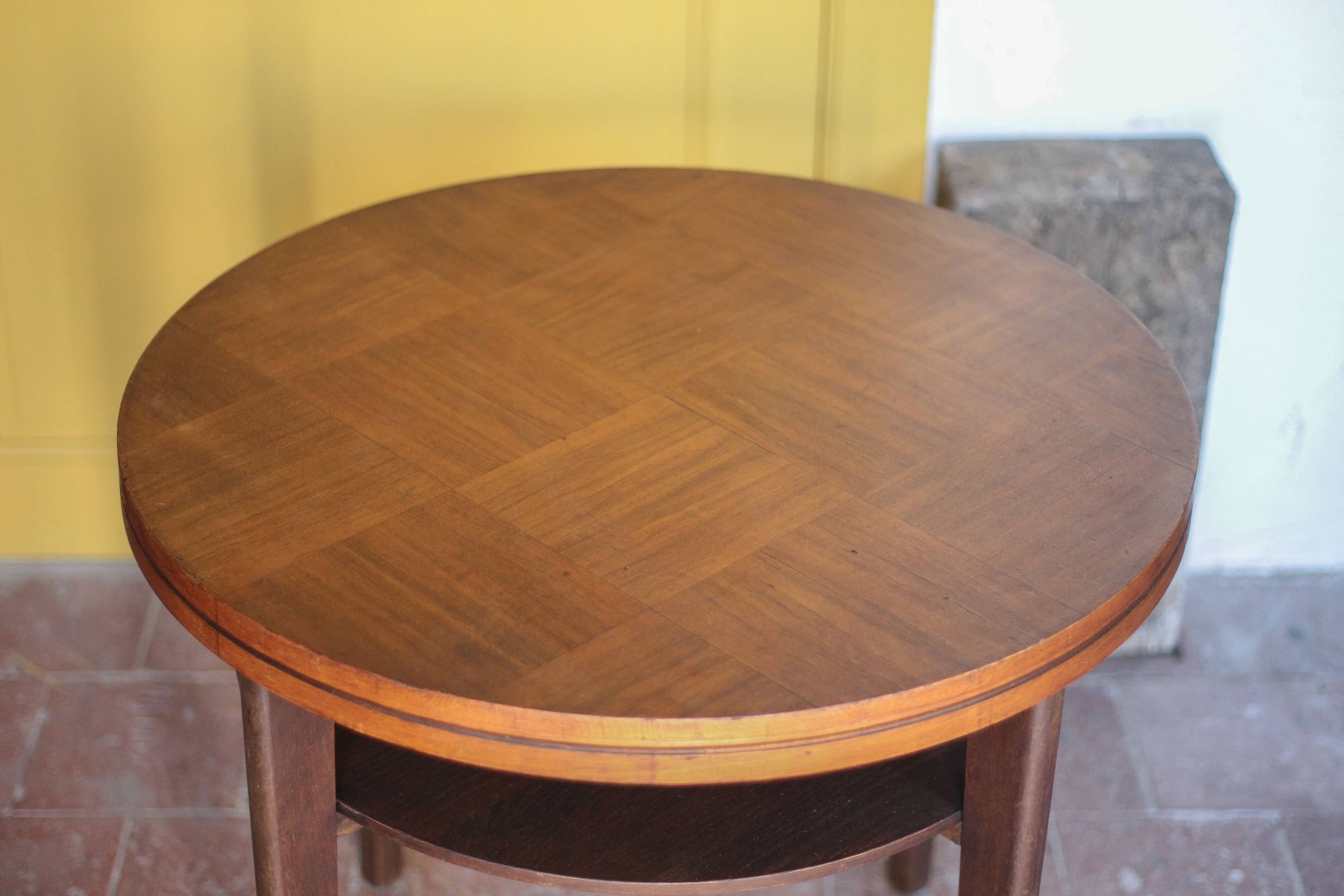 Vintage table, wooden table, two-tier table, living room table, side table.