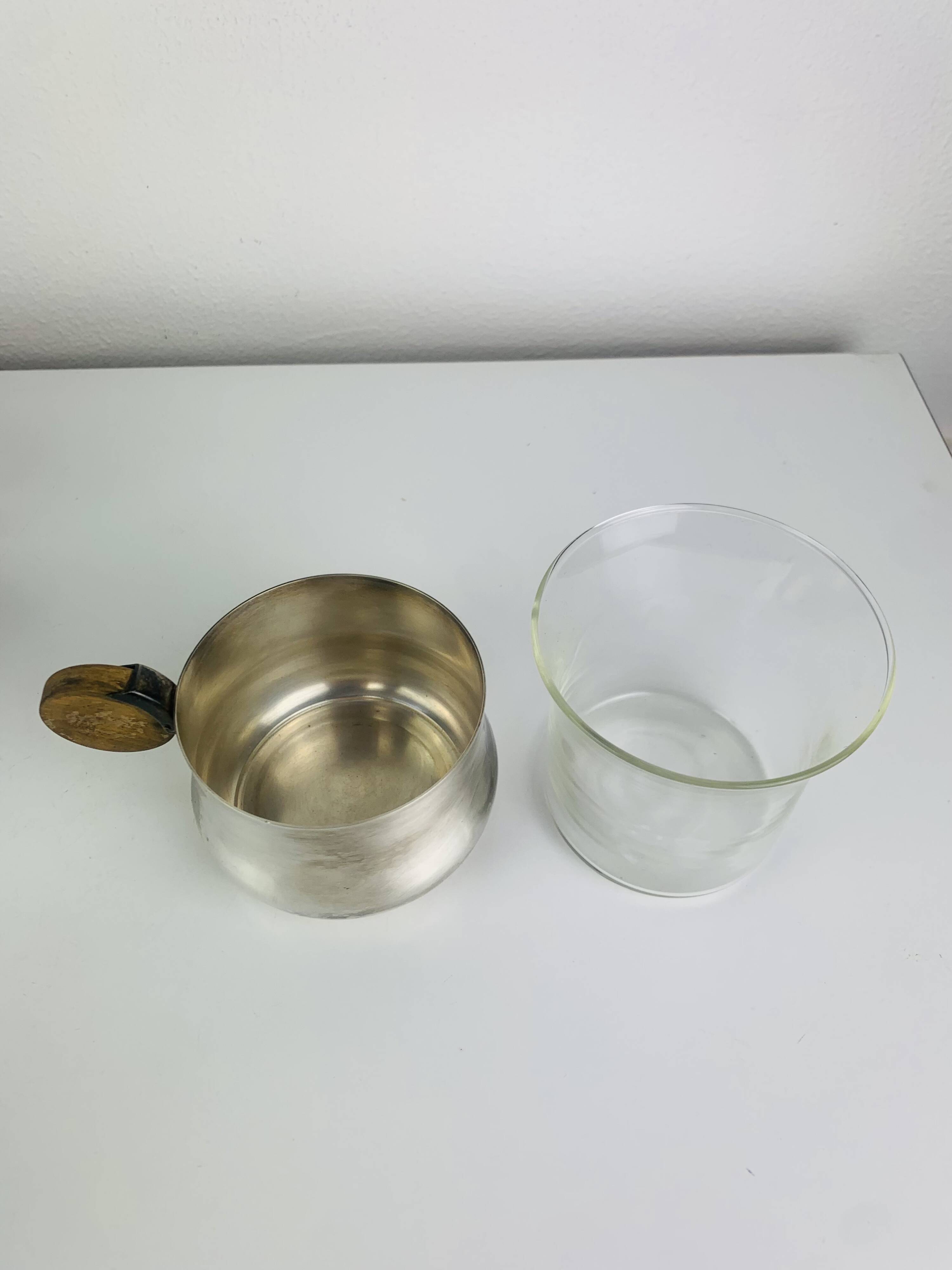6 Art Deco silver-plated metal and glass cups by Sigg Switzerland