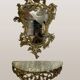 Console murale en bronze et miroir, années 60. Lot de 2