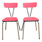 Paire de chaises en formica rouge, années 60-70