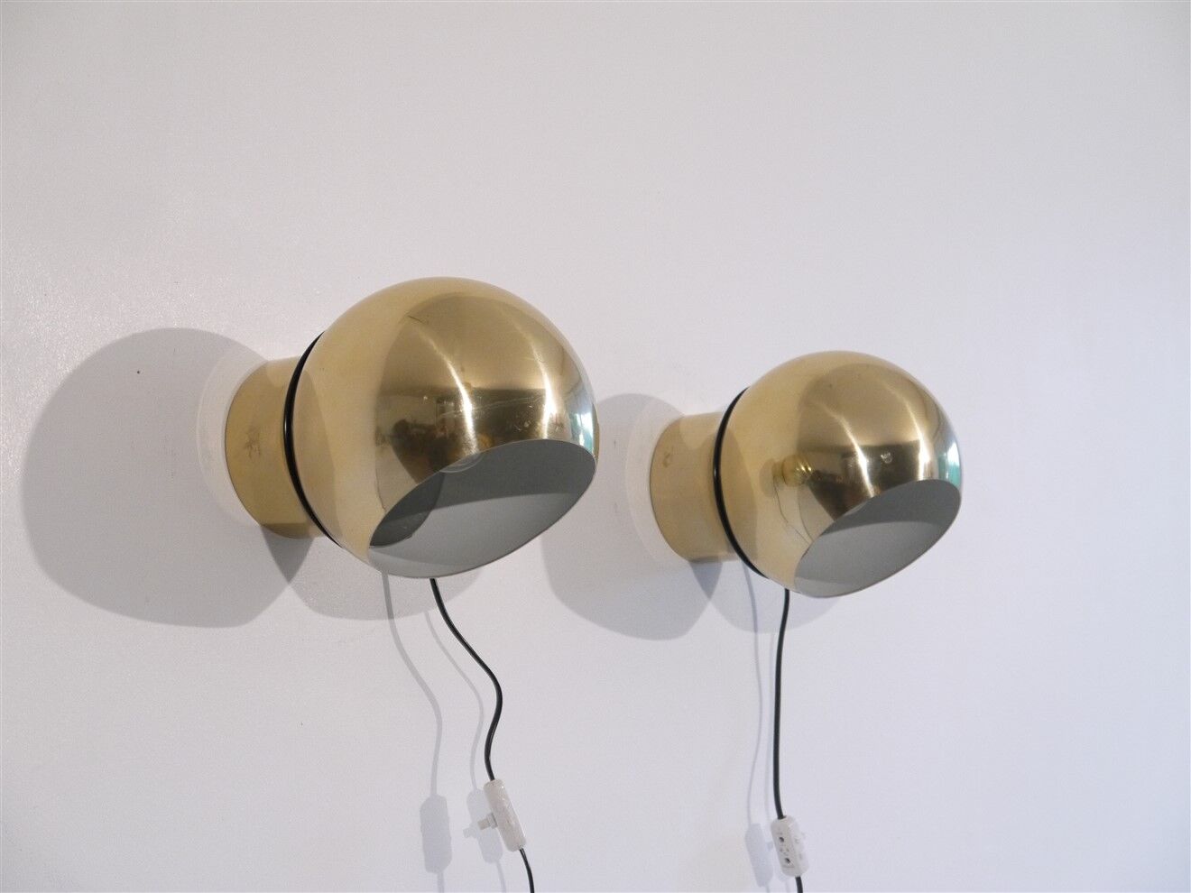 Pair of Scandinavian brass wall lamps 1970