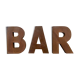 BAR sign in metalic letters