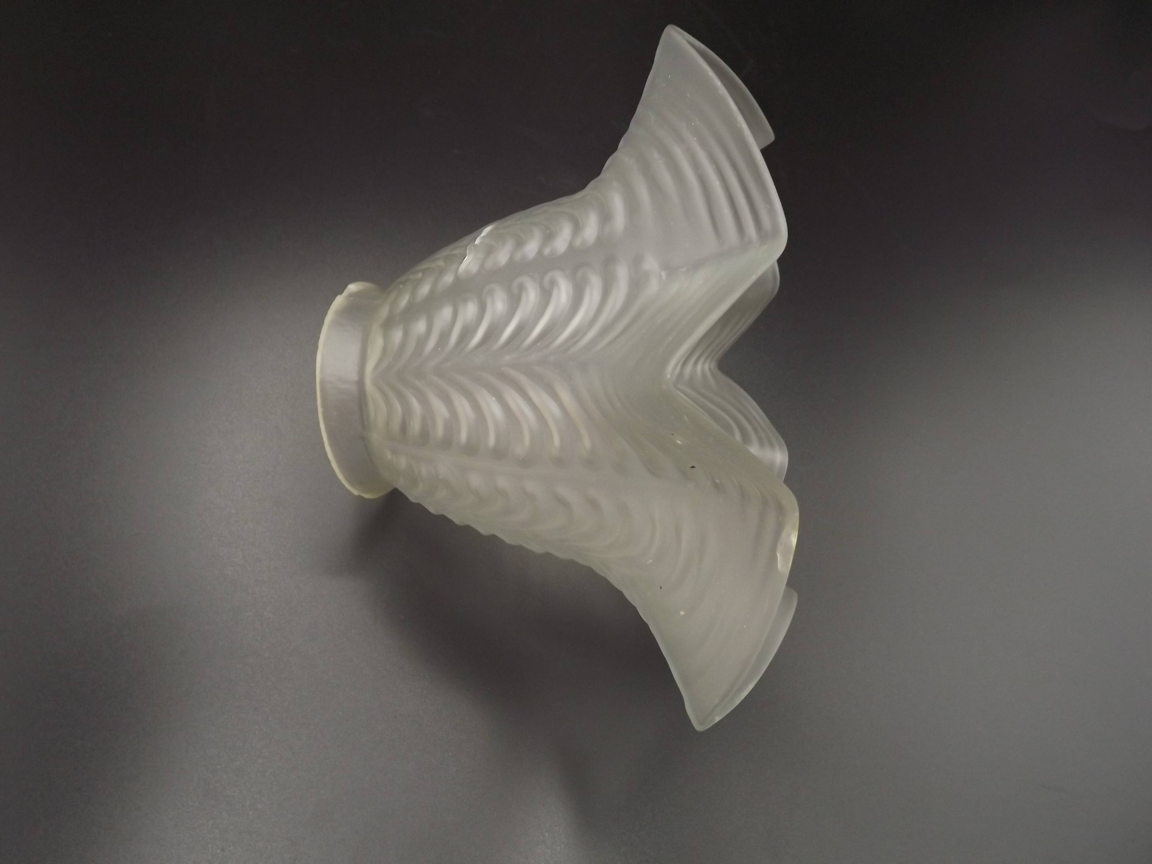 Replacement lampshade in vintage French opaque white glass with fluted edge 0183