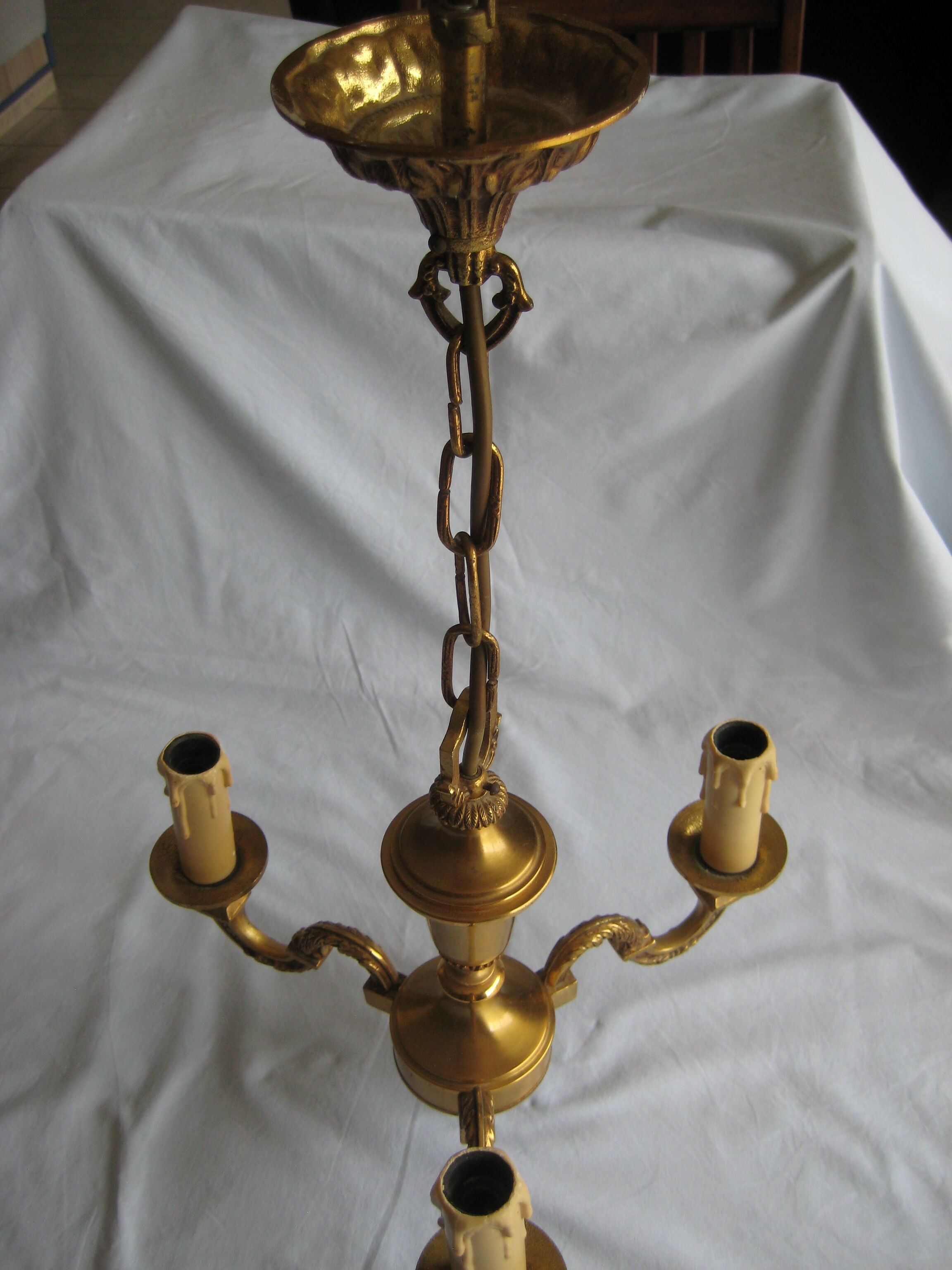 Massive brass chandelier