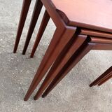 English vintage teak nesting tables Scandinavian 1970