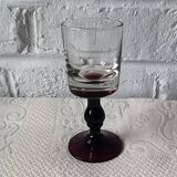 6 antique aperitif glasses, vintage plum-footed glass