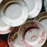 6 mismatched earthenware soup plates lot 8