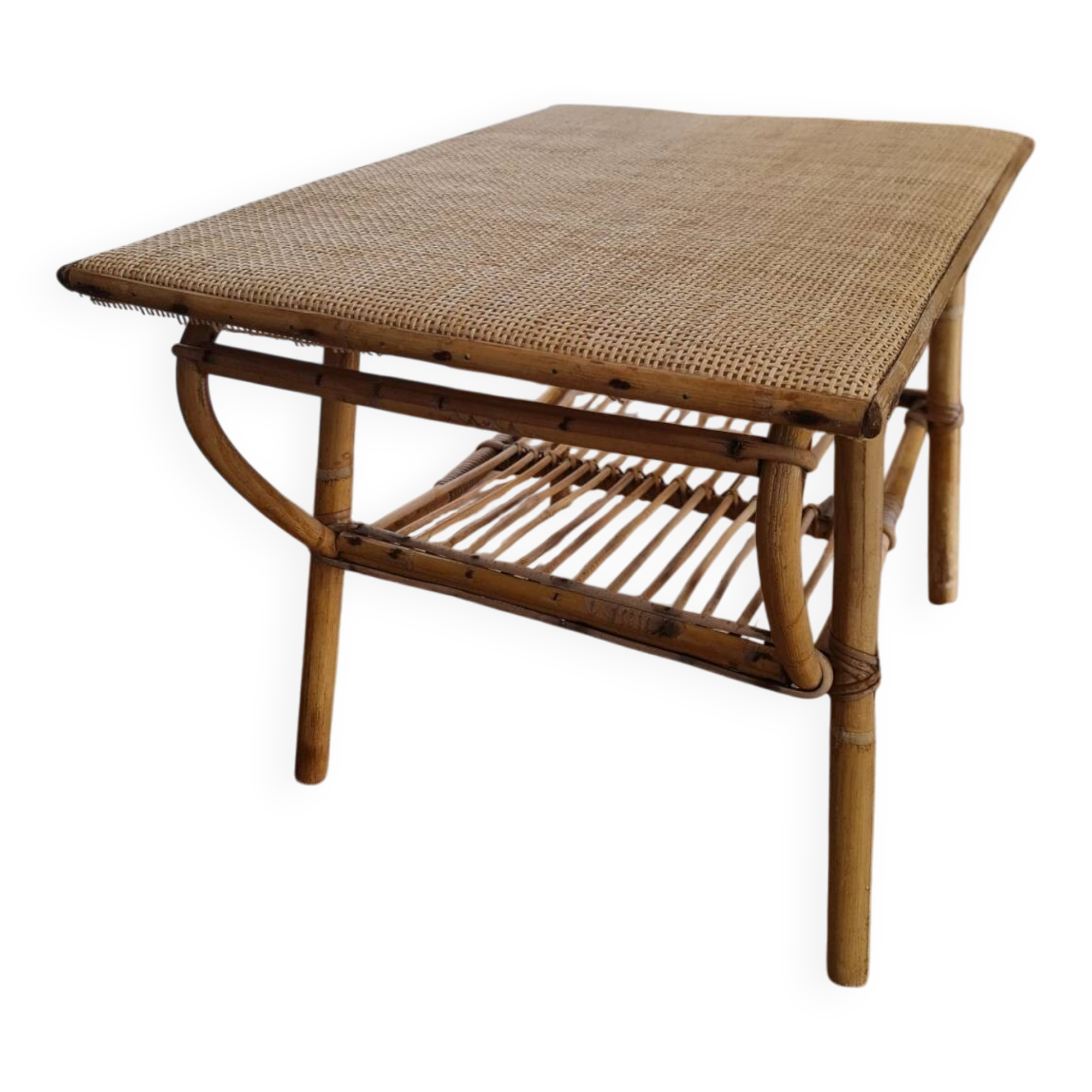1950s 60s rattan coffee table