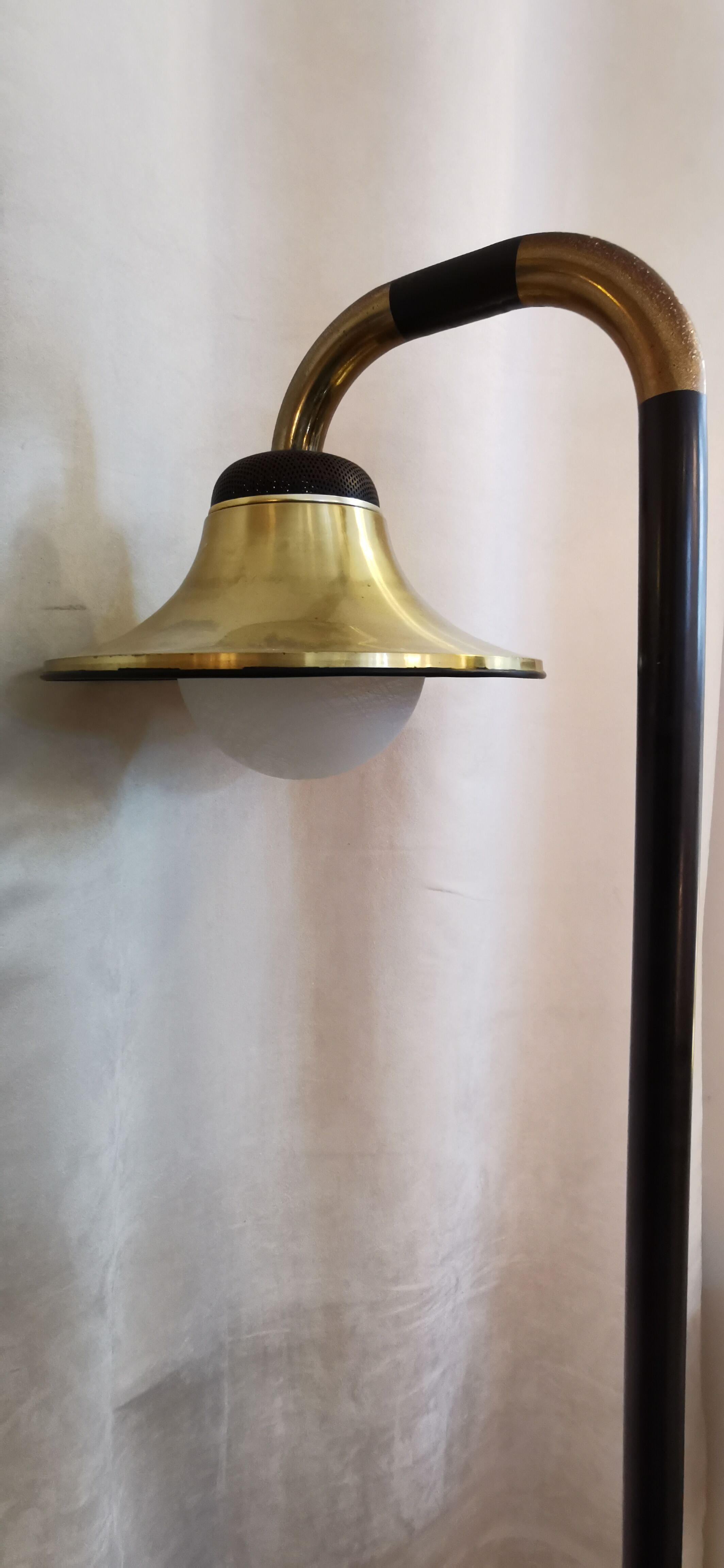 Black metal bell lamppost and 60s brass