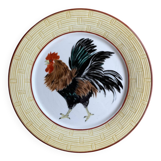 Rooster dessert plate Niderviller France Cour Normande hand painted