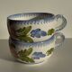 Set of 2 blue Quimper earthenware mugs H6.5 D15