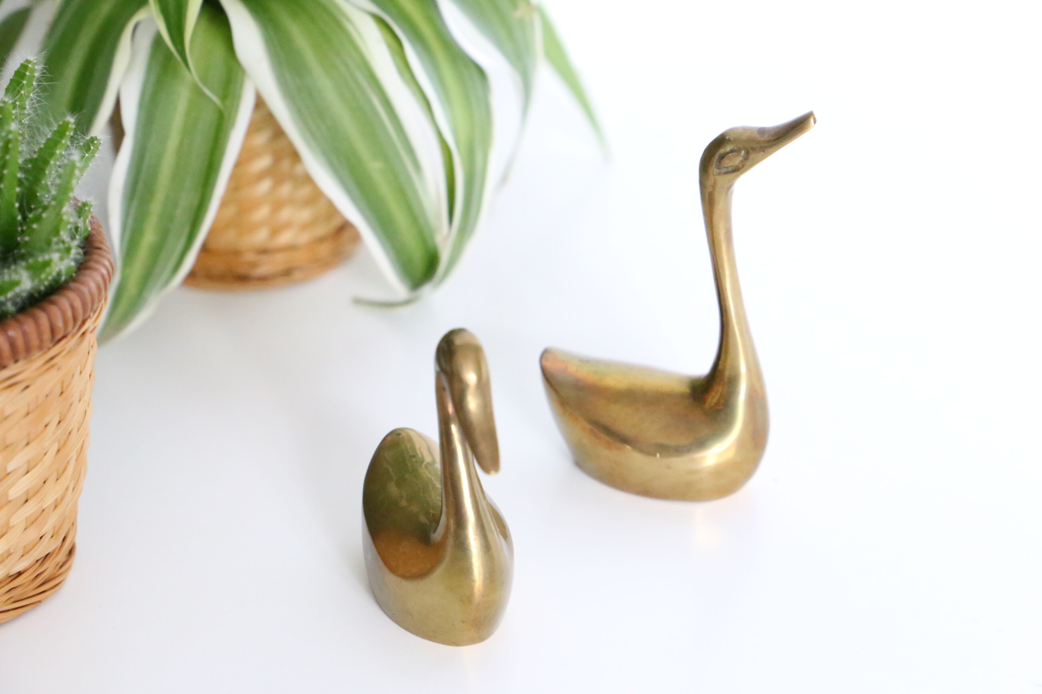 Brass goose duo, vintage paper press