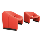 Pierre Paulin Set of 2 F598 Groovy Armchairs for Artifort New Upholstery, 1972
