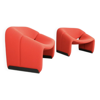 Pierre Paulin Set of 2 F598 Groovy Armchairs for Artifort New Upholstery, 1972