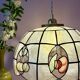 Vintage mother-of-pearl and brass lampshade pendant light with fruit decorations (2)