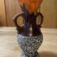 Small Vallauris ceramic vase orange brown and white 70s