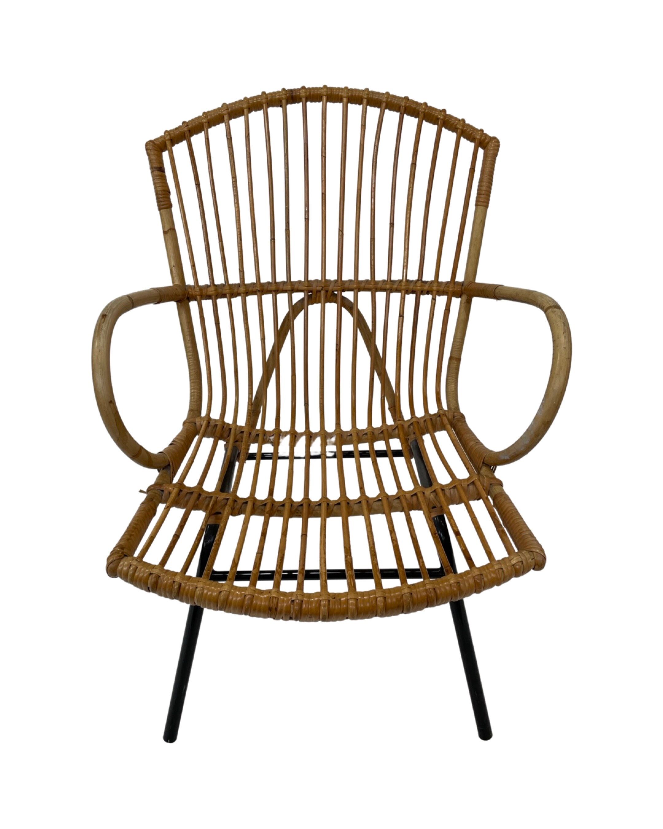 Vintage rattan chair by Dirk van Sliedregt Rohe Noordwolde 1960 in the Netherlands