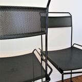 Pair of perforated metal steel chairs from the 80s