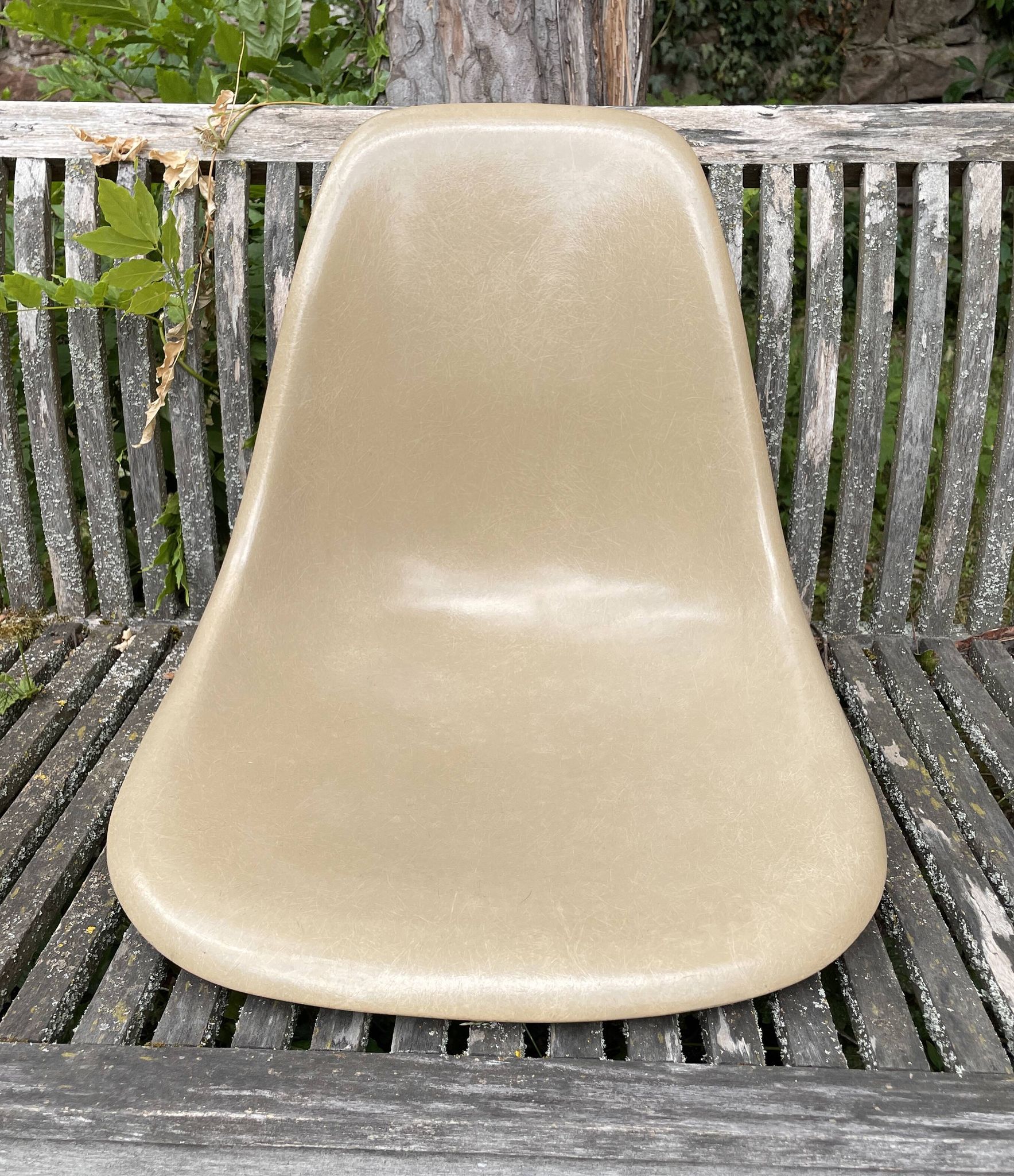 Shell Beige Fiberglass Side Chair Eames Vintage by Herman Miller