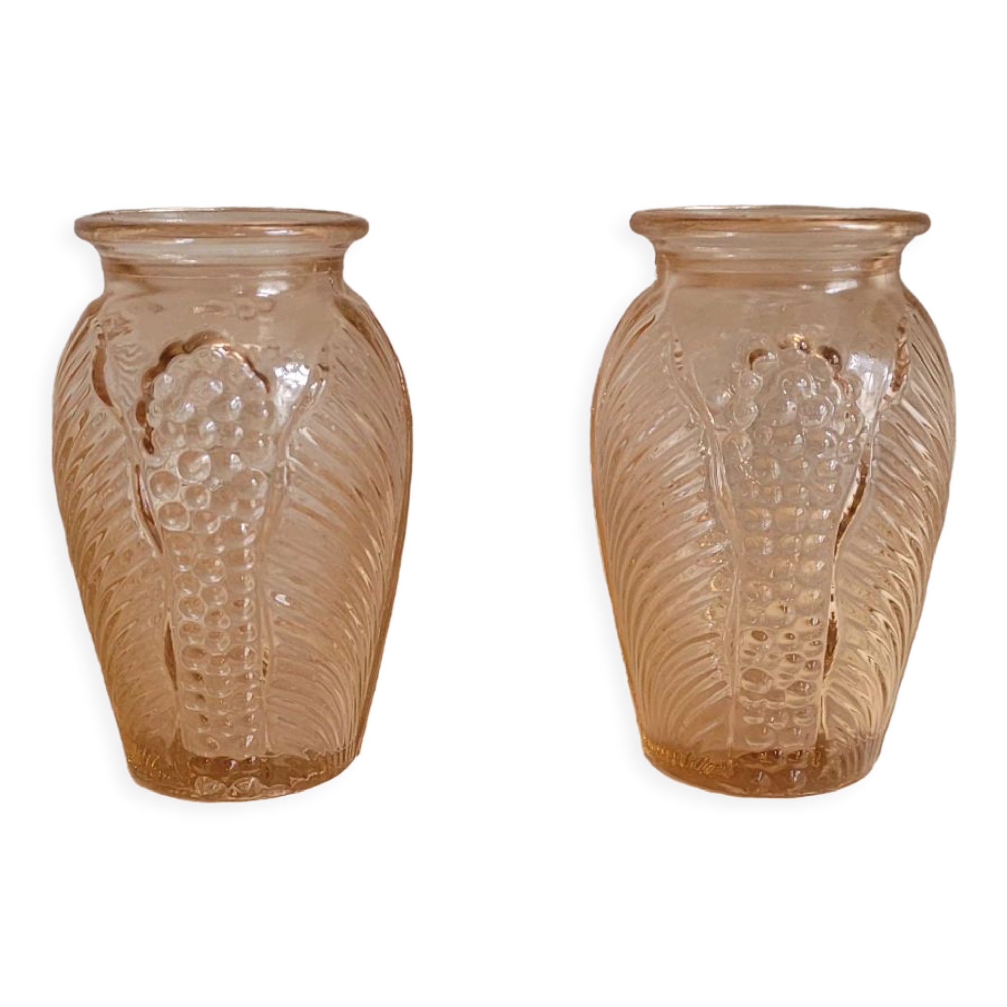 Paire de vases art déco verre rosé