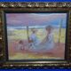 20th Century Impressionist Oil Painting of Beach Scene